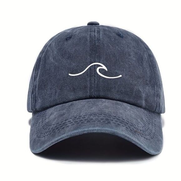 Embroidered wave tide distressed fade hat - Picture 1 of 3